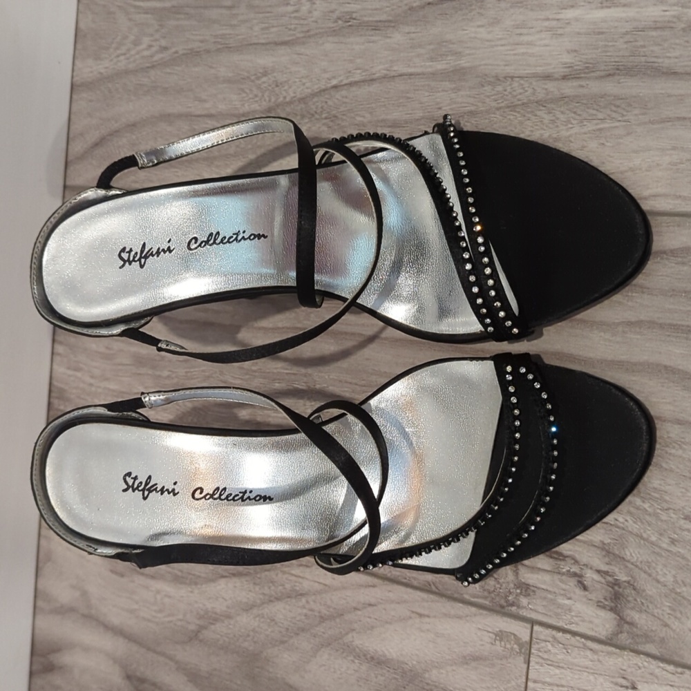 Stefani Collection Strappy Satin Rhinestone Heels